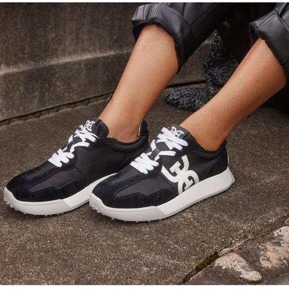 Sam Edelman Women's 5.5M Black White Suede Langley Sneaker Shoes Lace Up LB13-23 - Picture 1 of 8